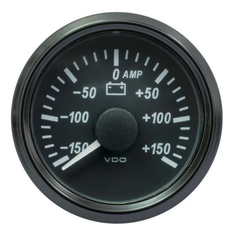 VDO SingleViu 0247 Ammeter 150A Black 52mm gauge